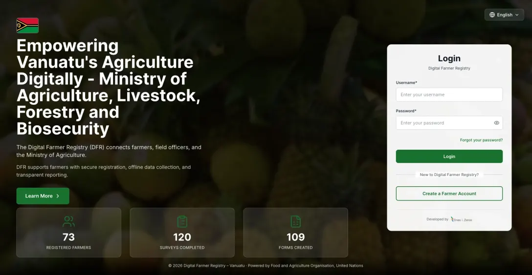 Digital Farmer Registry — built for FAO · 4 Pacific Nations